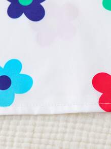 SHEIN Young Boy时尚花卉印花短袖Polo衫，适合春夏季休闲、度假、外出、拍照 - 白色 - 查看 6
