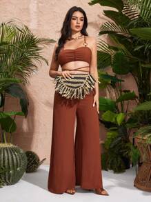 SHEIN SXY Ladies, Women Shoulder Bag, Hobo Bag, Clutchs, Straw Bag, Straw Woven Bag, Tassels, Two-Tone, Striped Design, Fashionable, Elegant, Simple, Personalized, Versatile, For Beach, Vacation, Holiday, Summer, Seaside - Multicolor - View 7