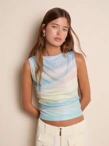 Nöista 女式夏季扎染印花褶饰短款背心 - 彩色 - 查看 2