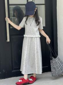 DAZY 青少年女孩休闲T恤和裙子套装