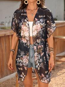 Breezaya 女士网眼短袖外套，夏季时尚 - 藏蓝色 - 查看 5