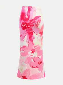 Girlism Conjunto de 2 piezas para adolescentes, top tubo ajustado con estampado tropical y vestido largo maxi
