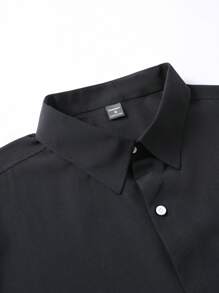Calvornis Men's Casual Fashion Black Long Sleeve Shirt, Fall - Black - View 5