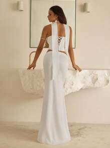 Vowa Vestido retro de mujer con capa con forma de espina de pescado para bodas, fiestas, graduaciones, festivales de música y otras ocasiones especiales