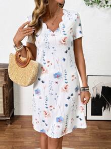 Breezaya Women's Summer Holiday Lace Patchwork Tie-Dye Print Sleeveless Dress