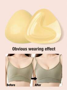 SHEIN Double-Sided Adhesive Padded Triangle Seamless Push-Up Bra Insert Petals Boob Pad, Thicker To Enhance Cleavage - Apricot - View 2