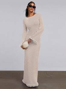 Athîral 女士条纹系带露背连衣裙