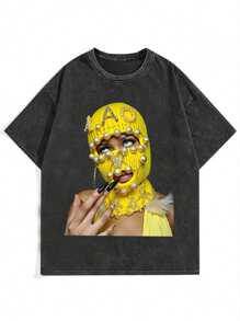 Manfinity EMRG Men's Washed Cotton T-Shirt, Fashionable For Summer - Black - View 3