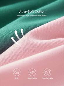 LUVLETTE 女士加大 3 条装舒适透气棉质标志高腰平角内裤 - 彩色设计，基本款平角内裤，可作为内衣或外套，也适合少女、幼儿和儿童 - 彩色 - 查看 3