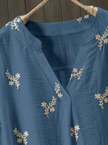 Lacomfia Áo cánh nữ rộng rãi cổ tròn thêu hở một nửa màu trắng - Nhiều màu - Xem 6