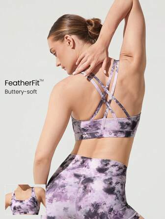 GLOWMODE FeatherFit™ Crossover Strap Sports Bra Gym