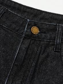 SHEIN Teen Girl Y2K Low Rised Distressed Ripped Frayed Edge Denim Jeans Long Shorts, Spring Summer Vacation Beach Fashion - Black - View 4