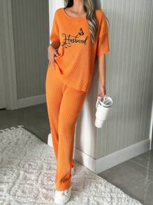 RueChic Ensemble de vêtements d'intérieur femme composé de 2 pièces : chemise à manches courtes imprimée et pantalon long