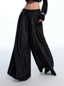 LYSMO 2025 New Arrival Spring-Summer Gender-Neutral Asymmetric Back Panel Ultra Wide-Leg Loose Pleated Suit Pants, Fashion-Forward, Perfect For Office And Casual Wear.