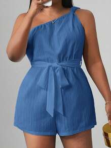 Slaydiva 2025年女士夏季休闲连体裤，百搭连体裤，适合日常穿着、度假、邮轮旅行、海滩度假、日光浴。单肩扭腰设计，纹理面料，抽绳腰部设计，修身版型，白色