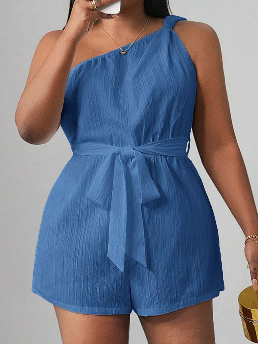 Slaydiva 2025年女士夏季休闲连体裤，百搭连体裤，适合日常穿着、度假、邮轮旅行、海滩度假、日光浴。单肩扭腰设计，纹理面料，抽绳腰部设计，修身版型，白色