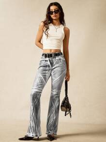 Easelle Casual Bohemian Vintage Graduation 4th Of July Fashionable Y2K Sexy Fit Printing High Waist Women's Jeans, Back To School