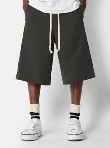 SUMWON Pantalones cortos bermudas de baloncesto con cordón, con bolsillos, cintura elástica, rodilla ancha, longitud hasta la rodilla, de verano, para deporte, entrenamiento, ocio y comodidad