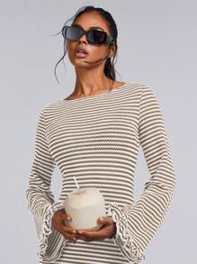 Athîral 女士条纹系带露背连衣裙