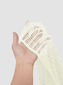 ROMWE Grunge Punk Spring/Summer Y2K Apocalyptic Scoop Neck Knit Sweater, Versatile - Apricot - View 5