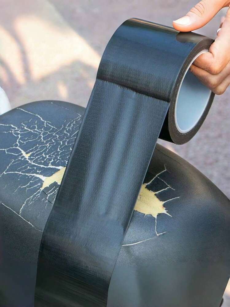 1roll Electric Bike Seat Repair Patch, Battery Motorcycle Seat Cover Adhesive Leather Seat Fabric Basic Rubber Tape Refurbished Cushion Home Decor,Home Decoration,For Kitchen,Bedroom,Household,Office - Black - View 1