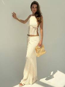 Aloruh Women Two Pieces Outfits For Daily Wear - Apricot - View 6