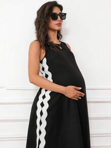MaterniWear Maternity Sleeveless Dress, Fashion Suitable For Summer,Pregnancy Outfits - Black - View 5