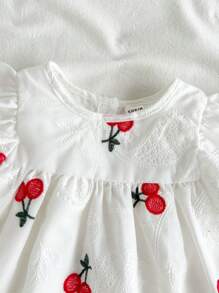 Loomiva Baby Girl Solid Color Round Neck Cap Sleeve Casual Pullover Top