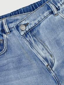 Pantalones cortos de mezclilla casuales, holgados y desgastados para niñas