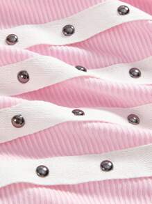 ROMWE Grunge Punk 朋克铆钉音乐节性感无袖铆钉吊带夏季学院风大码黑色吊带背心和背心 - 粉色 - 查看 3