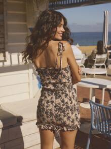 Aralina Kỳ nghỉ hè In họa tiết nhiệt đới Khu nghỉ dưỡng bãi biển Ruffle Chi tiết xếp nếp Viền xếp nếp - Nhiều màu - Xem 5