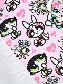 THE POWERPUFF GIRLS X SHEIN 1pc Women Blossom, Bubbles, Buttercup Pattern Waist Corset Belt, Versatile For Daily Wear - White - View 3