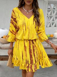 Breezaya Vestido corto de mujer con cuello en V, de moda para el verano