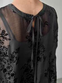 FRIFUL Women's Relaxed Fit Round Neck Midi Dress With Full Floral Print, Comfortable Casual Holiday/Music Festival Outfit Women Casual Dress Women Dresses Birthday Women Plus Black Dress Work Fall Dresses Women Plus Sun Dress Long Sleeve Dress