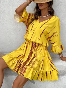 Breezaya Vestido corto de mujer con cuello en V, de moda para el verano