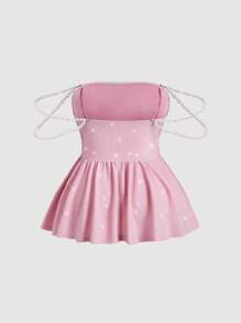 SHEIN MOD Áo cúp ngực chi tiết xích màu hồng thanh lịch cỡ lớn - Hồng - Xem 2