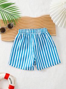 SHEIN Baby Boy Casual Gestreepte Zwembroek met Trekkoord Taille, Zomer
