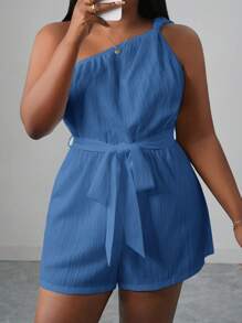 Slaydiva 2025年女士夏季休闲连体裤，百搭连体裤，适合日常穿着、度假、邮轮旅行、海滩度假、日光浴。单肩扭腰设计，纹理面料，抽绳腰部设计，修身版型，白色