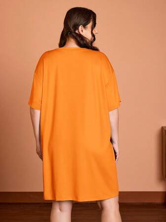 GARFIELD | SHEIN 大码休闲时尚百搭印花弹力针织宽松舒适女士夏季睡裙，哞哞睡衣