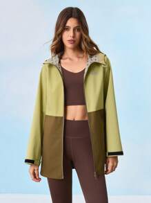 In My Nature 女士户外防水夹克，适合露营、徒步旅行、运动和城市通勤，色块设计 - 黃色 - 查看 4