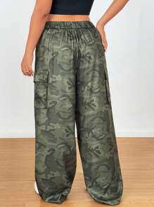 SHEIN Tall 大码百搭美式度假休闲迷彩裤 - 彩色 - 查看 2