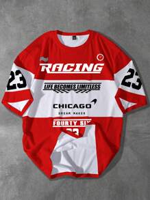 Manfinity EMRG 男士加大码休闲圆领短袖字母印花上衣