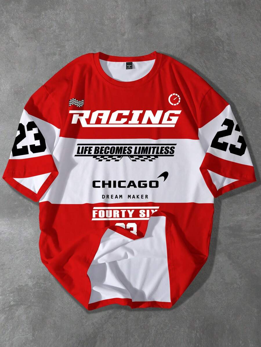 Manfinity EMRG 男士加大码休闲圆领短袖字母印花上衣