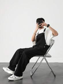 Claim Dot Men's Fashion Slant Pocket Jumpsuit, Suitable For Summer, Fall