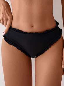 Swim Mod Ladies' Solid Color Simple Style Swimwear Bottoms For Daily Use Summer - Black - View 3