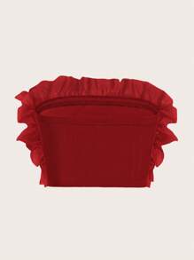 Aveloria Ruffle Trim Mesh Overlay Top Cute Funny Shirts  Elegant Fashionable Style For Summer Spring Fall Autumn