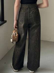 DAZY Teens Girls Leopard Print Denim Jeans - Brown - View 8