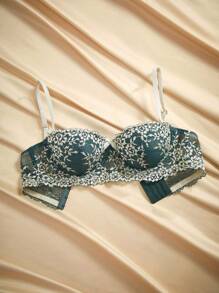 Charlaine Áo ngực lót ren hoa trang trí nơ thanh lịch có gọng - màu xanh lá - Xem 7