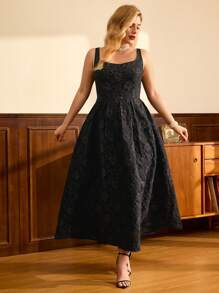 Vintamour Plus-Size Black Dress For Ladies, Long Elegant Dress, European-Style Retro Elegant Ladies' Dress,Summer Sleeveless Dress Sun Dresses For Women Sundress,Birthday Dresses For Women - Black - View 4