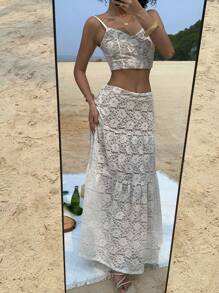 DAZY 女士两件套日常穿搭 Y2K、沙滩装 - 白色 - 查看 2